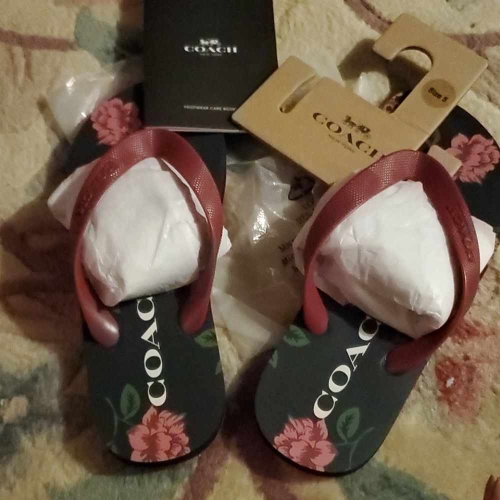 Coach gorgeous floral flip flops